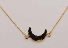 Load image into Gallery viewer, Natural crystal druzy Minerals gem stone charm necklace Black Moon Obsidian