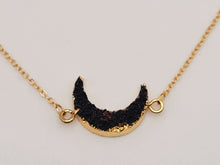 Load image into Gallery viewer, Natural crystal druzy Minerals gem stone charm necklace Black Moon Obsidian