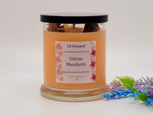 Load image into Gallery viewer, Citron Mandarin Natural Soy Wax Candle Highly Scented with Carnelian Crystals