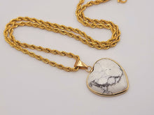 Load image into Gallery viewer, Handmade Crystal Choker Necklace Gold Tone Wrapped Howite Healing Crystal Heart