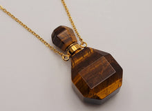 Load image into Gallery viewer, Natural Crystal perfume Bottle Necklace Tiger's Eye Stone