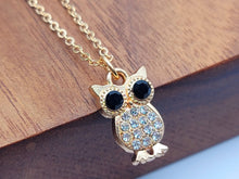 Load image into Gallery viewer, Cute Owl Golden Necklace, Dainty Necklace, Bridesmaid Gift Tiny Owl