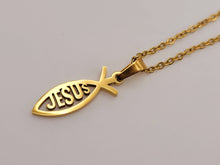 Load image into Gallery viewer, Golden Jesus Pendant necklace Trending Necklace , Gold plated charm,