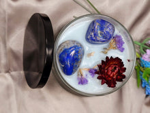 Load image into Gallery viewer, Pineapple Orchid Natural Soy Wax Candle Highly Scented with Lapis Lazuli Crystals