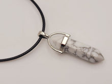 Load image into Gallery viewer, Silver Wire Wrapped Howite Healing Crystal Point  Leather Necklace