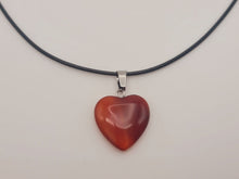 Load image into Gallery viewer, Crystal Necklace Silver Leather Carnelian Heart Healing Crystal Necklace