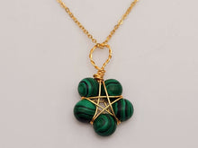 Load image into Gallery viewer, Crystal Necklace Gold Wire Wrapped Malachite Healing Crystal star Necklace