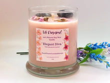 Load image into Gallery viewer, Elegant Diva Natural Soy Wax Candle Highly Scented with Labradorite Crystals