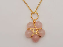 Load image into Gallery viewer, Gold Wire Wrapped Rose Quartz Healing Crystal Point Necklace Gold tone