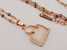 Load image into Gallery viewer, Natural Purse Bag Shaped White Cat Eye Pendant Necklace