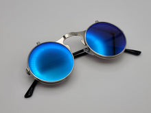 Load image into Gallery viewer, Steampunk Goggles Glasses Round Sunglasses Emo Retro Vintage Flip Up Blue