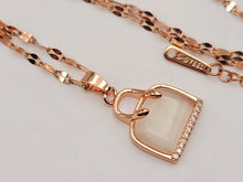 Load image into Gallery viewer, Natural Purse Bag Shaped White Cat Eye Pendant Necklace