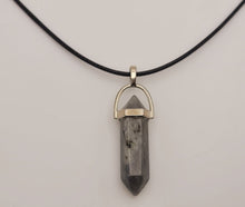 Load image into Gallery viewer, Labradorite Point Necklace Genuine Handmade Leather Necklace