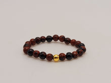 Load image into Gallery viewer, Midi Rings With Garnet Crystals. 1 Golden bead Stretch Ring