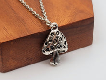 Load image into Gallery viewer, Mushroom Necklace for Women, Boho Jewelry for Gift, Silver Mushroom Pendant, Hippie