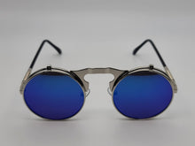 Load image into Gallery viewer, Steampunk Goggles Glasses Round Sunglasses Emo Retro Vintage Flip Up Blue