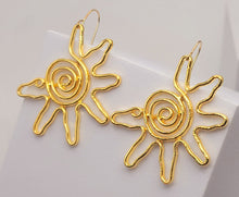Load image into Gallery viewer, Handmade Gold Sun Natural Drop Earrings , Sun Sol Earrings