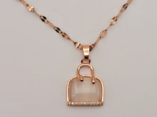 Load image into Gallery viewer, Natural Purse Bag Shaped White Cat Eye Pendant Necklace