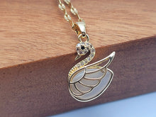 Load image into Gallery viewer, Milky Quartz Handmade Swan Necklace Gold Tone Swan Necklace
