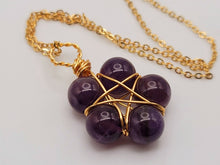 Load image into Gallery viewer, Crystal Necklace Gold Wire Wrapped Amethyst Healing Stone Necklace Gold tone