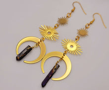 Load image into Gallery viewer, Celestial Aura Quartz Earrings Handmade, Cute earrings