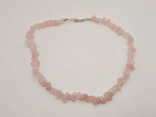 Load image into Gallery viewer, Rose  Quartz Chip Choker Necklace Silver tone Gorgeous Choker