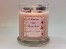 Load image into Gallery viewer, Elegant Diva Natural Soy Wax Candle Highly Scented with Labradorite Crystals