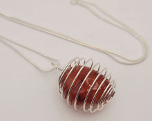Load image into Gallery viewer, Handmade Carnelian Cage Necklace Silver Tone Cute trendy necklace