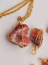 Load image into Gallery viewer, Raw Crystal Necklace, Carnelian Rough Stone Necklace, Genuine Crystal