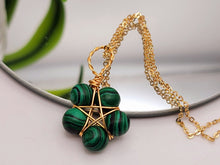 Load image into Gallery viewer, Crystal Necklace Gold Wire Wrapped Malachite Healing Crystal star Necklace