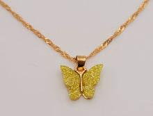 Load image into Gallery viewer, Yellow Butterfly Necklace - Trendy Butterfly necklace Silver tone