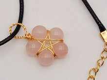 Load image into Gallery viewer, Gold Wire Wrapped Rose Quartz Healing Crystal Point Necklace Gold tone