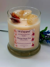 Load image into Gallery viewer, Mango Sage Tea Natural Soy Wax Candle Highly Scented with Citrine Crystals