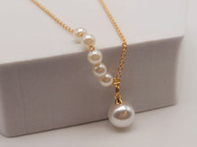 Load image into Gallery viewer, Pearl Pendant necklace, 18mm gold plated pewter charm, Round Pearl Necklace