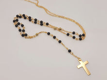Load image into Gallery viewer, Rosary Necklace, Gold Rosary Necklaces ,Catholic Jewelry Plain Cross