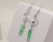 Load image into Gallery viewer, Green Celestial Aura Quartz Earrings Handmade, Cute earrings