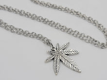 Load image into Gallery viewer, Stainless Steel Weed Necklace - Marihuana Necklace - Silver Necklace,