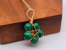 Load image into Gallery viewer, Crystal Necklace Gold Wire Wrapped Malachite Healing Crystal star Necklace