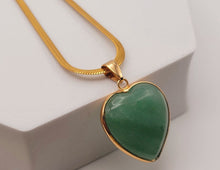 Load image into Gallery viewer, Natural Handmade Crystal Choker Necklace Gold Tone Wrapped Green Aventurine Healing Crystal