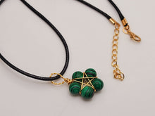 Load image into Gallery viewer, Crystal Necklace Gold Wire Wrapped Malachite Healing Crystal star Necklace