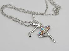 Load image into Gallery viewer, Ballerina Charm Necklace, Dancer Necklace, Ballet Gift, Silver Tone
