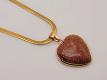 Load image into Gallery viewer, Crystal Choker Necklace Gold Tone Wrapped Gold Sandstone Healing Crystal Heart