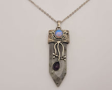 Load image into Gallery viewer, Natural Handmade Crystal Necklace Labradorite With Opal & Amethyst Reiki