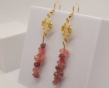 Load image into Gallery viewer, Handmade Strawberry Quartz Natural Drop Earrings , Stone Earrings