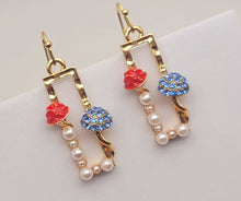 Load image into Gallery viewer, Mushroom earrings , unique forest jewelry , colorful hammered jewelry