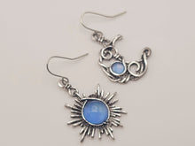 Load image into Gallery viewer, Handmade Blue Chalcedony Natural Drop Earrings , Moon & Sun