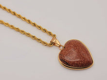 Load image into Gallery viewer, Crystal Choker Necklace Gold Tone Wrapped Gold Sandstone Healing Crystal Heart