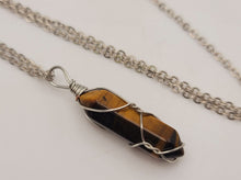 Load image into Gallery viewer, Elegant Silver Wire Wrapped Amazonite Agate Point Necklace - A Stylish Gift for Her