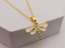 Load image into Gallery viewer, Dragonfly Pendant Necklace - Trendy Dragonfly necklace Gold tone