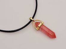 Load image into Gallery viewer, Crystal Point Necklace Gold Tone Strawberry Quartz Pendant Necklace